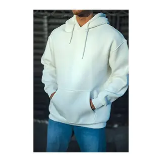 Üç İplik Penye Kapşonlu Basic SweatShirt - Beyaz