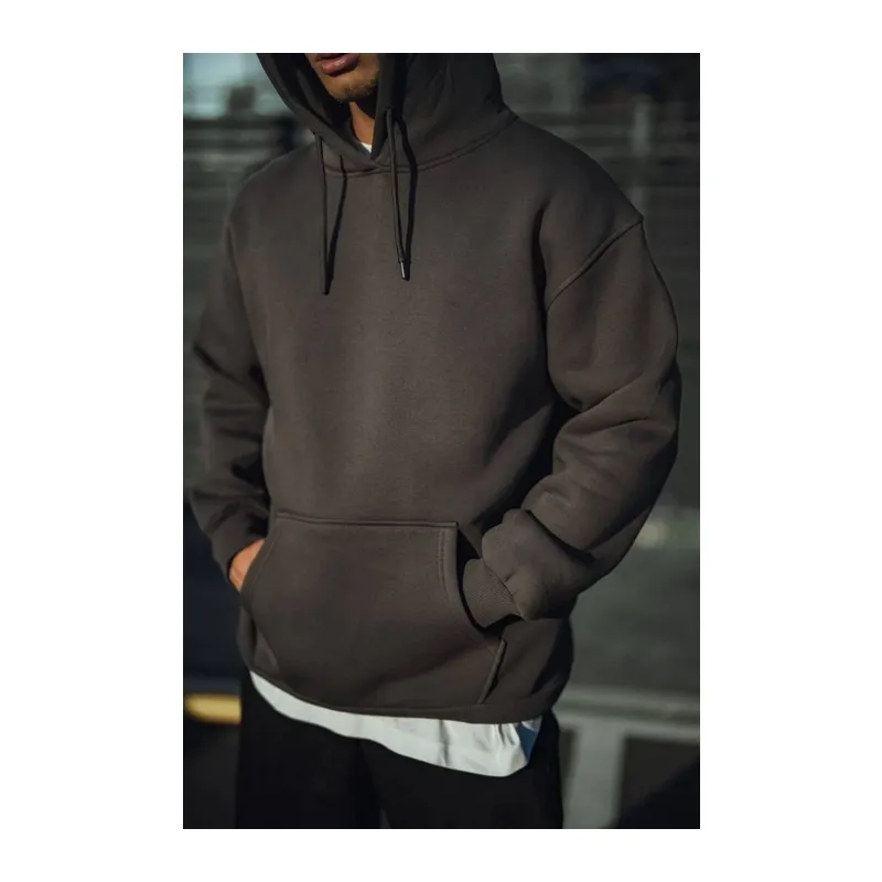 Üç İplik Penye Kapşonlu Basic SweatShirt - Antrasit