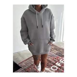 Kapşonlu Üç İplik Penye Basic SweatShirt - Boyalı Gri