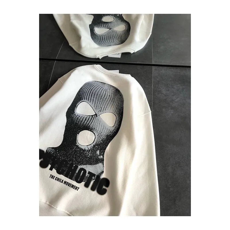Kışlık Bisiklet Yaka Baskılı SweatShirt - Beyaz