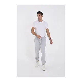 Unisex Kışlık Üç İplik Lastikli Eşofman Pantolon - Gri