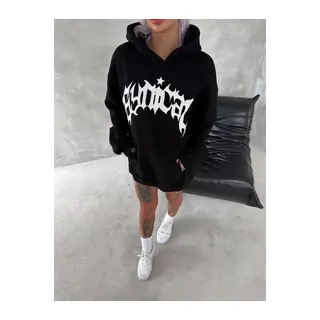 Unisex Üç İplik Kapşonlu Baskılı SweatShirt - Siyah