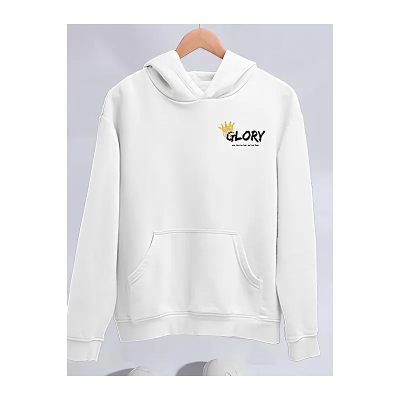 Kışlık Üç İplik Kapşonlu SweatShirt - Beyaz