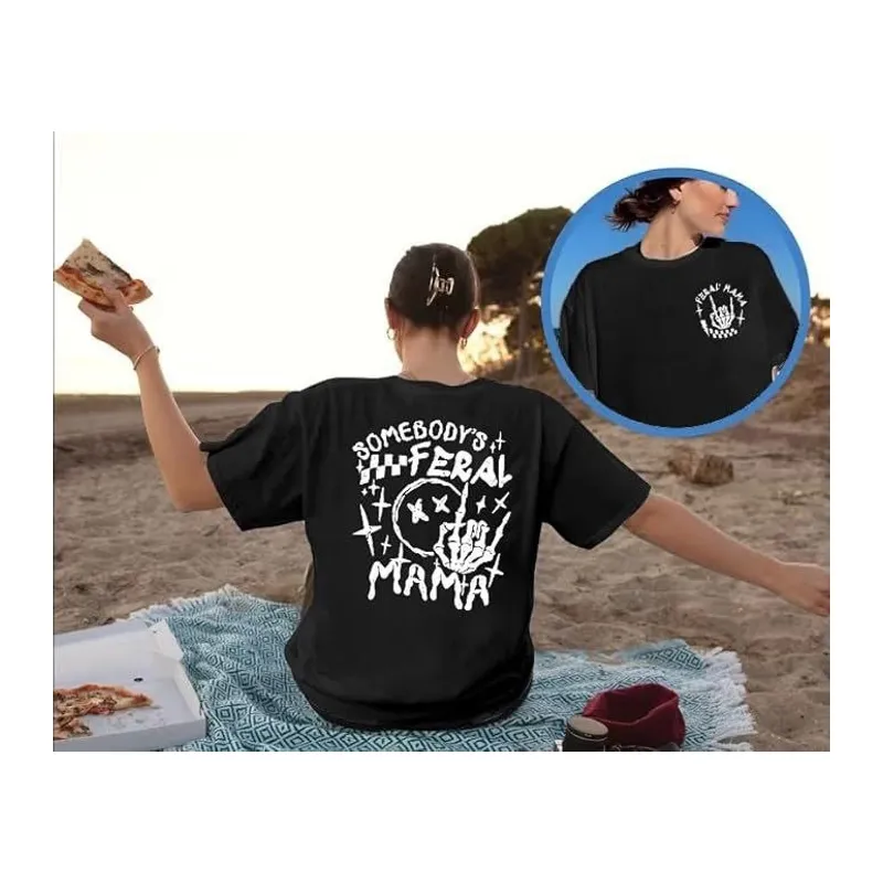 Bisiklet Yaka Baskılı T-shirt - Siyah