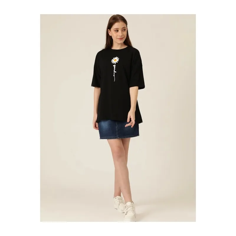 Baskılı T-shirt - Siyah
