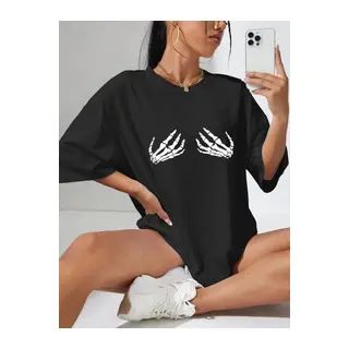 Baskılı T-shirt - Siyah