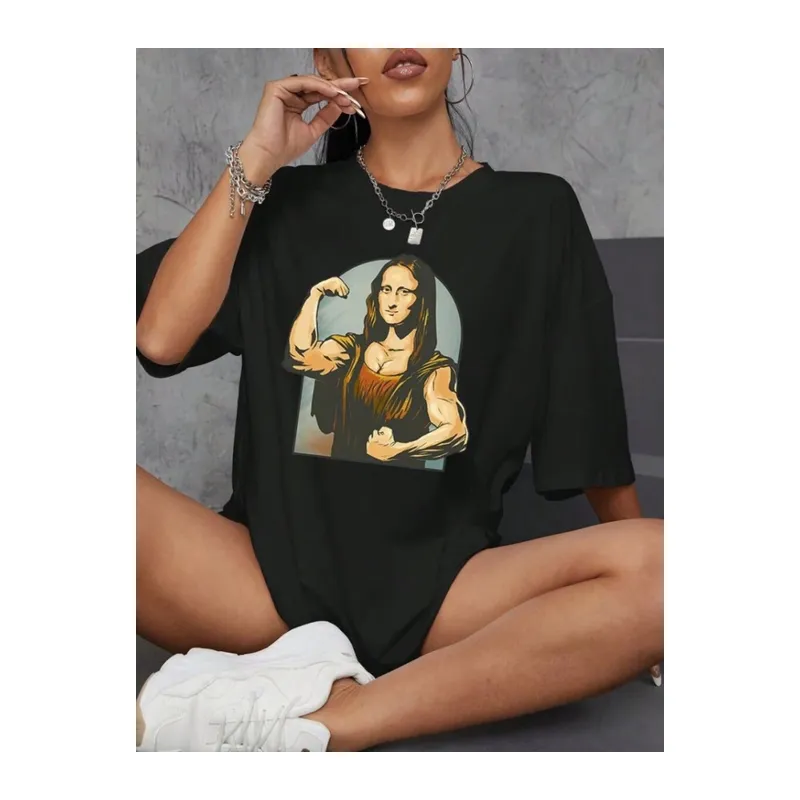 Baskılı Oversize T-shirt - Siyah