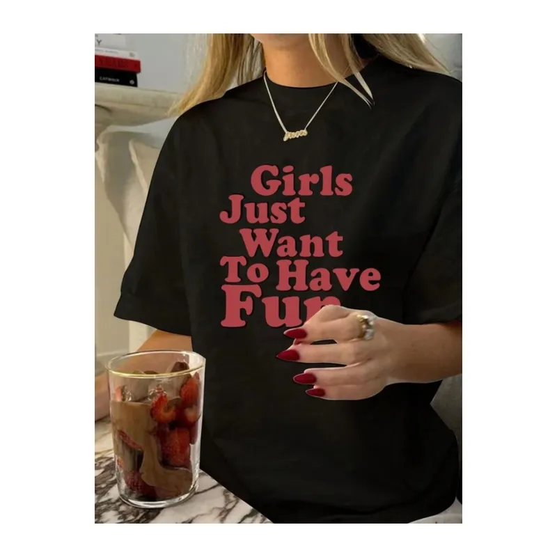 Baskılı Oversize T-shirt - Siyah