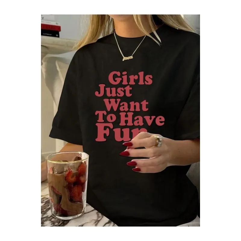 Baskılı Oversize T-shirt - Siyah