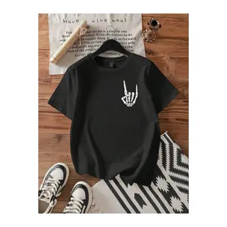 Erkek Baskılı Oversize T-shirt - Siyah