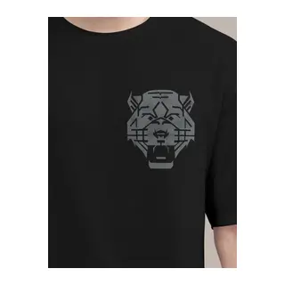 Erkek Baskılı Oversize T-shirt - Siyah