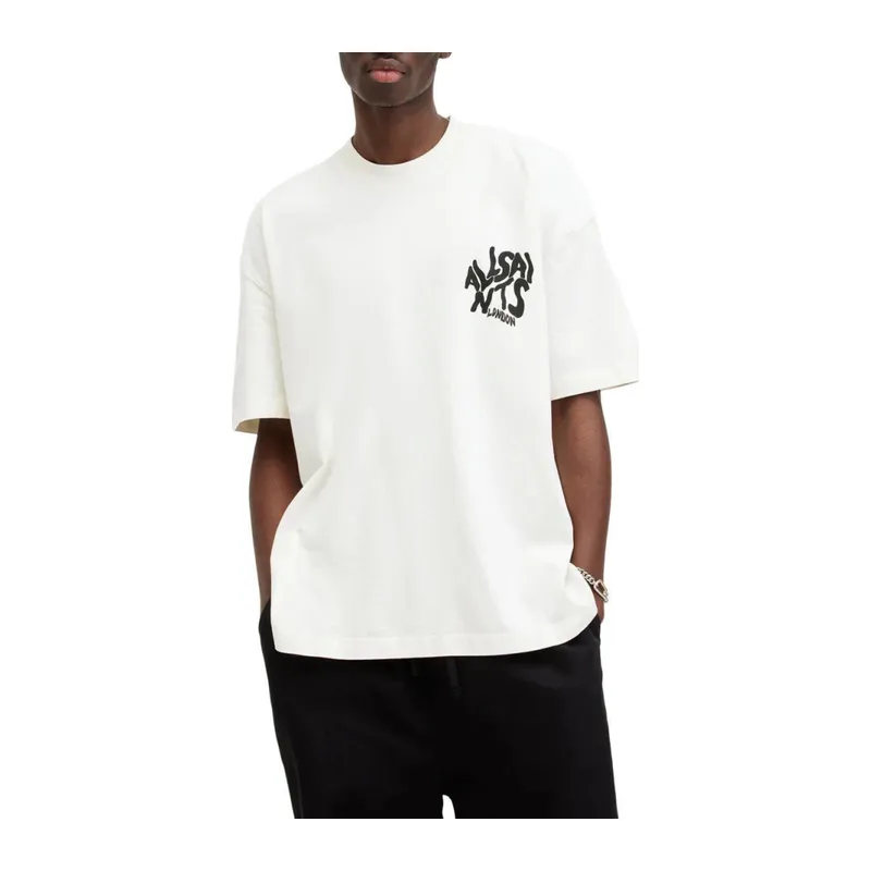 Erkek Baskılı Oversize T-shirt - Beyaz