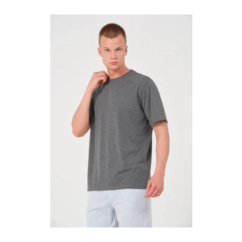 Erkek 24/1 Düz A Kalite Oversize T-shirt - Antrasit