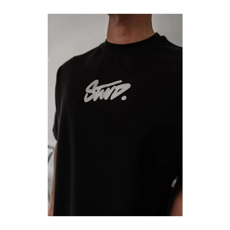Erkek Baskılı Oversize T-shirt - Siyah