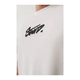 Erkek Baskılı Oversize T-shirt - Beyaz