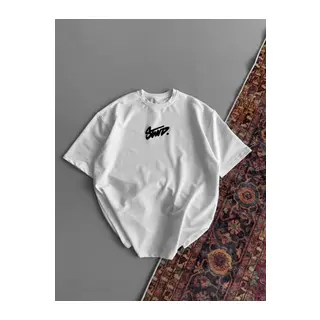 Baskılı Oversize T-shirt - Beyaz