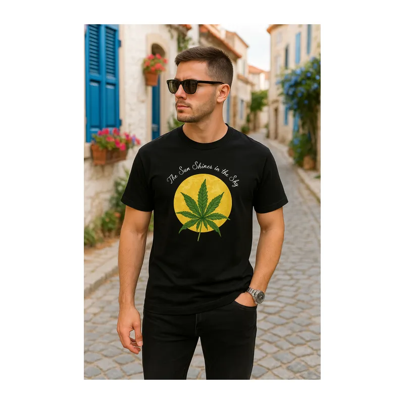 Ön Ve Arka Baskılı Oversize Bisiklet Yaka T-shirt- Siyah