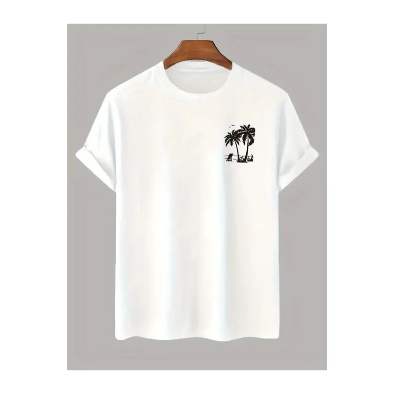 Baskılı Oversize Bisiklet Yaka T-shirt - Beyaz