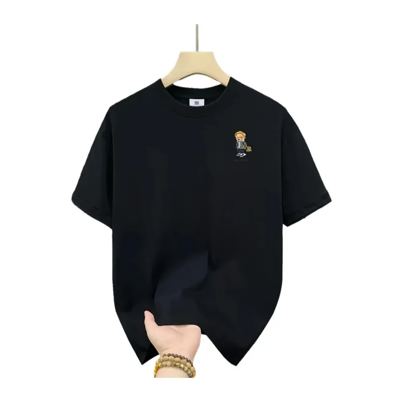 Baskılı Oversize Bisiklet Yaka T-shirt - Siyah