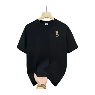 Baskılı Oversize Bisiklet Yaka T-shirt - Siyah