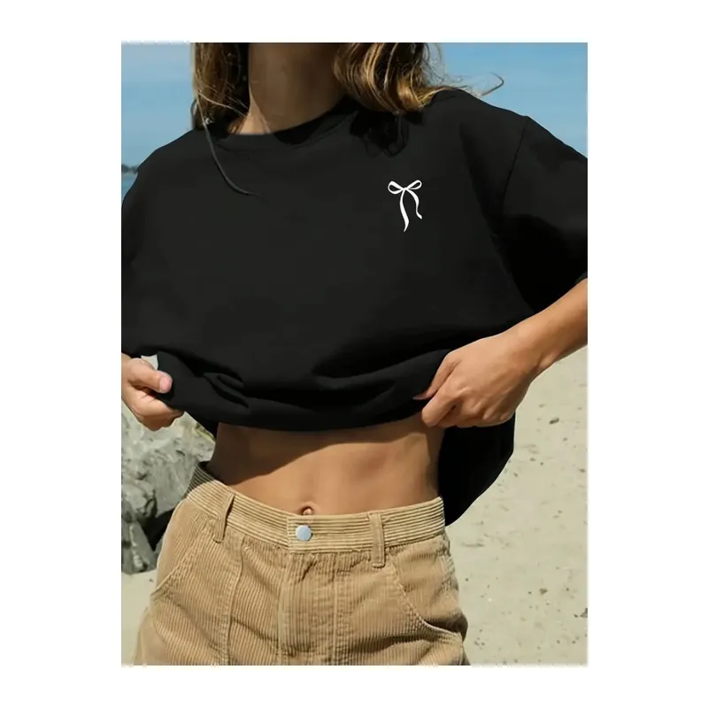 Fiyonk Baskılı Siyah Oversize Unisex T-shirt- Siyah
