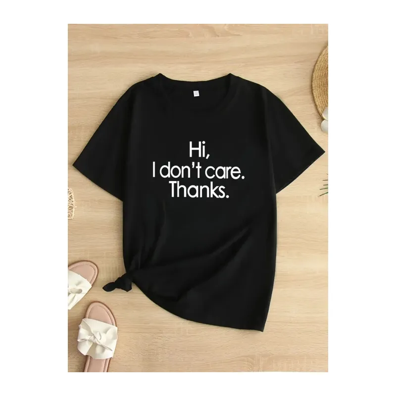 Baskılı Oversize Bisiklet Yaka T-shirt - Siyah