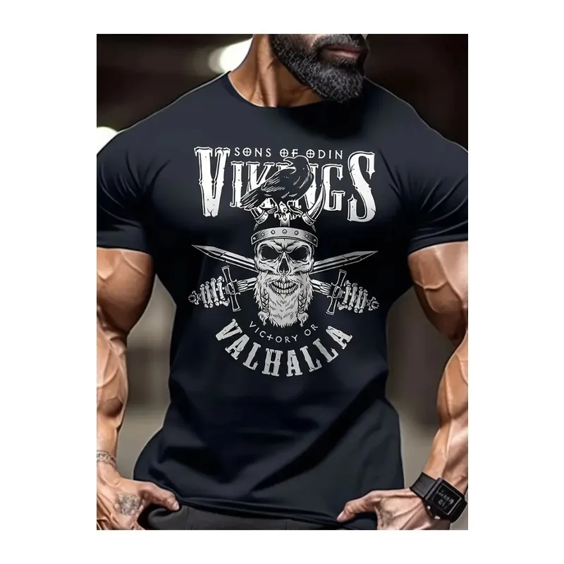 Baskılı Oversize Bisiklet Yaka T-shirt - Siyah