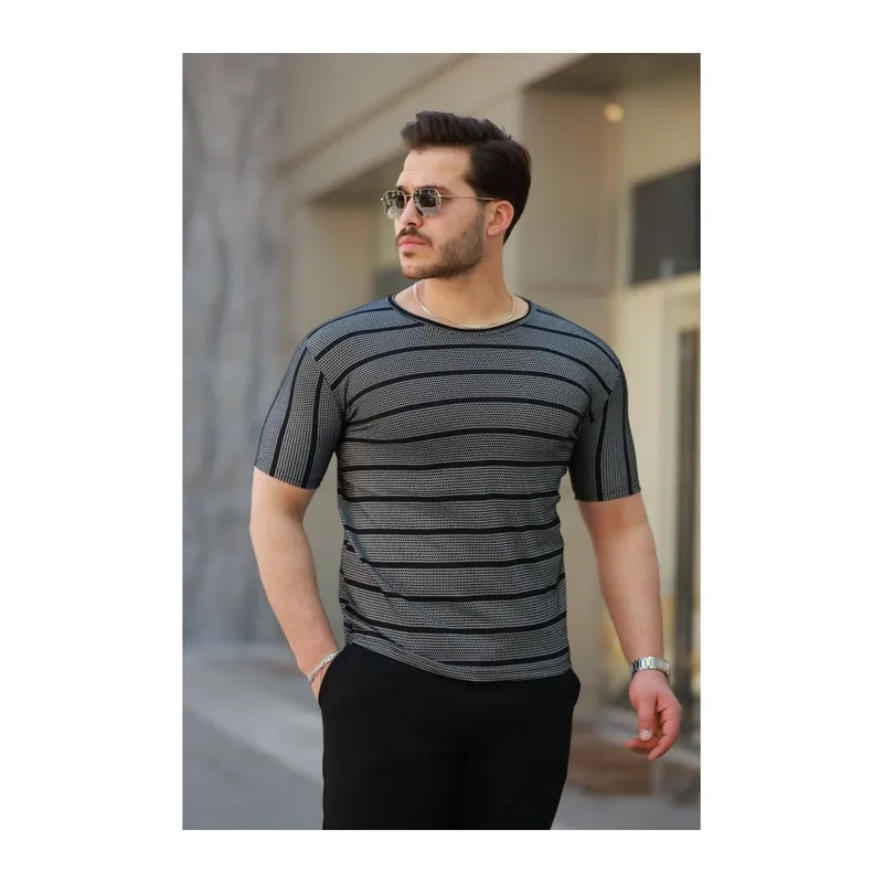 Erkek Petek Desenli Kısa Kollu T-shirt