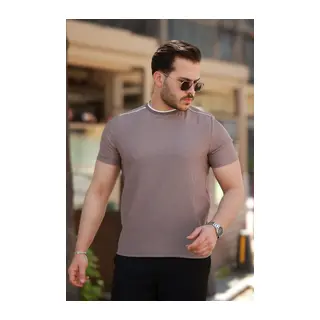 Erkek Omuzlar çizgi Detaylı Kısa Kollu T-shirt