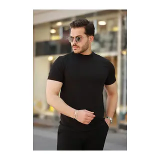 Erkek Ince çizgi Dokulu Kısa Kollu T-shirt
