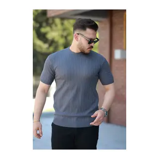 Erkek Bisiklet Yaka örgü Desenli Kısa örme Triko Kısa Kollu T-shirt