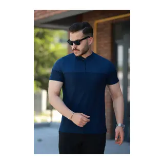 Erkek Hakim Yakalı Kısa Kollu Pamuklu T-shirt