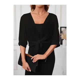 Kadın Truvakar Kol önden Bağlamalı Kısa şifon Bolero Ceket