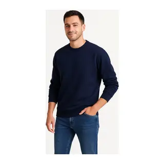 Erkek Üç İplik Düz Bisiklet Yaka SweatShirt - Lacivert