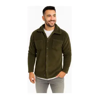 Erkek Pelüş Polar Hırka Gömlek – Yakalı, İlik Düğmeli, Göğüs Cepli, Yumuşak Dokulu Kışlık Regular Fit Rahat Günlük Model - Haki