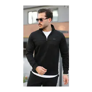 Erkek Süet Yarım Fermuar Dik Yaka Sweat