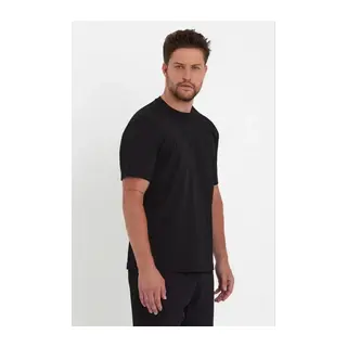 Erkek 24/1 Düz A Kalite Oversize T-shirt - Siyah