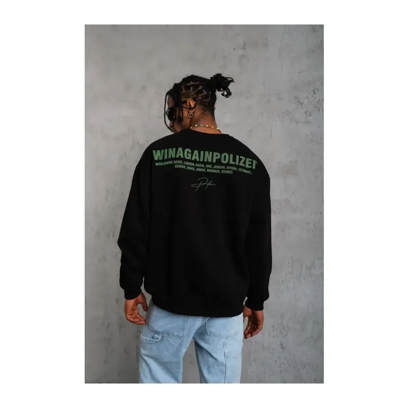 Erkek Baskılı Sweat - Siyah