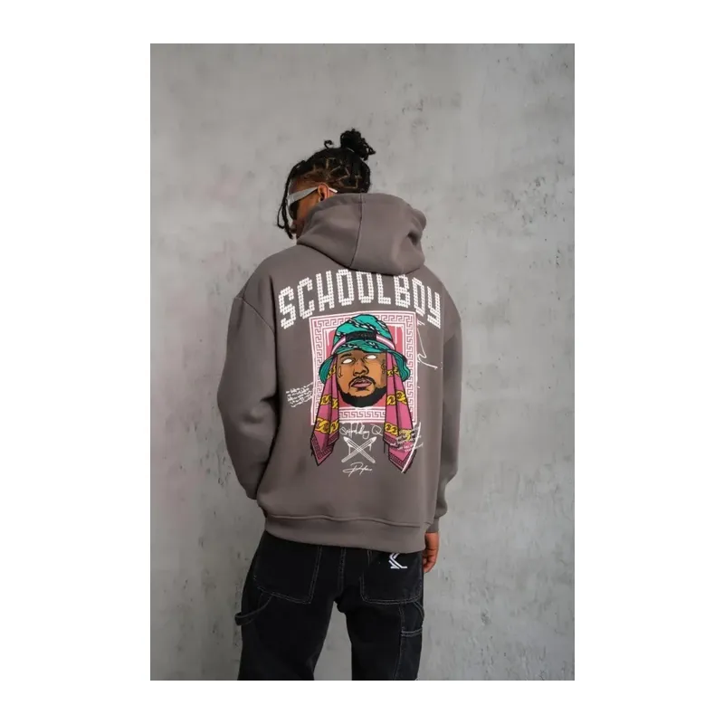 Erkek SCHOOL BOY Baskılı Kapüşonlu Sweat - Gri
