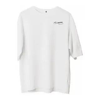Unisex Bisiklet Yaka Baskılı Oversize T-Shirt - Beyaz