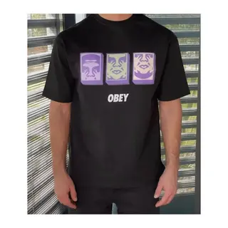 Unisex Bisiklet Yaka Baskılı Oversize T-Shirt - Siyah