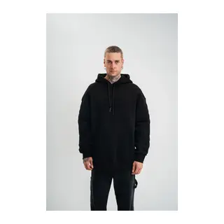 Double Oversize Kapşonlu Nakışlı SweatShirt - Siyah