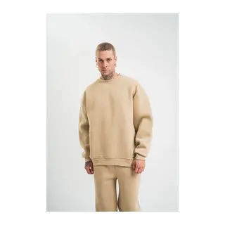 Uzun Kol Bisiklet Yaka Basic SweatShirt - Bej