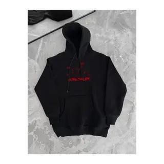 Kışlık Uzun Kol Kapüşonlu SweatShirt - Siyah