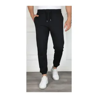Erkek Jogger Eşofman Altı Rahat Kalıp, Cepli, Lastikli Paça, Günlük Spor Pantolon - Siyah