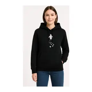 Nihilist Penguen Temalı Oversize Kapüşonlu Sweatshirt - Siyah