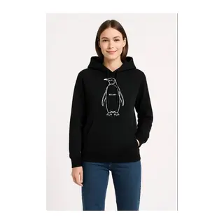 Nihilist Penguen Özel Tasarım Oversize Kapüşonlu Sweatshirt - Siyah