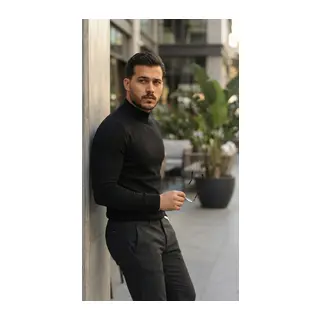 Erkek Yarım Balıkçı Yaka Pamuklu Triko