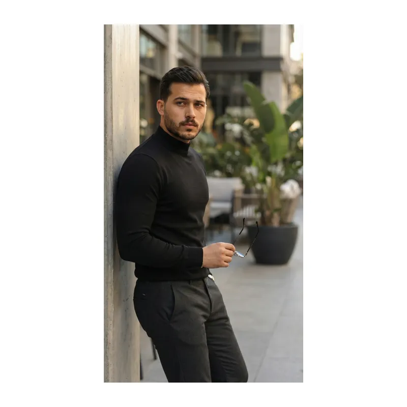 Erkek Yarım Balıkçı Yaka Pamuklu Triko