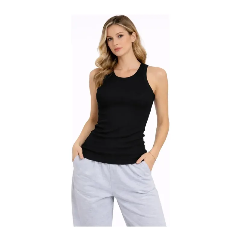 Fitilli Atlet Sıfır Yaka Slim Fit Arka Baskılı Spor Atlet - Siyah
